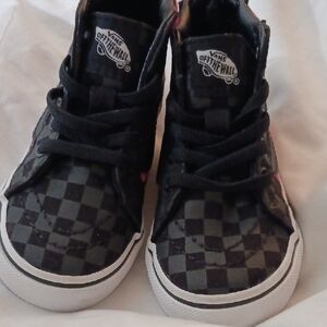 Vans Toddler Black and Pink Checkered Sneakers